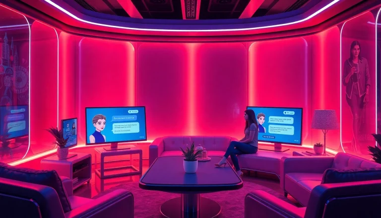 Engaging scene of AI chat porn with interactive avatars in a modern setting.