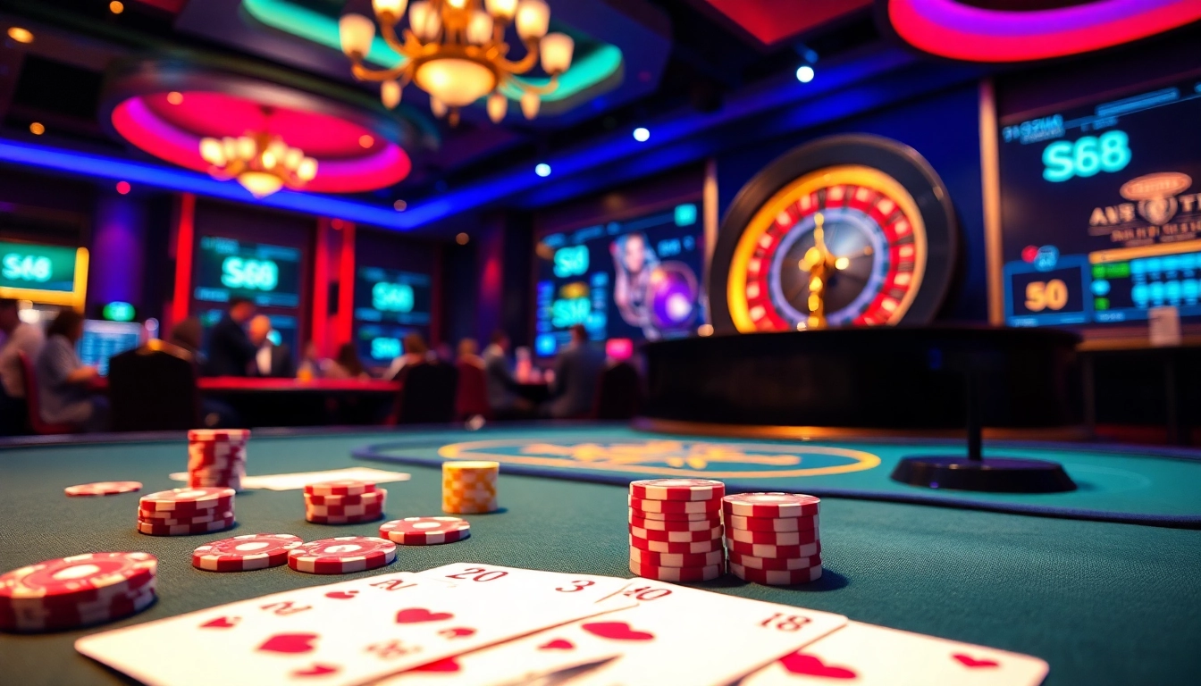 Experience high-stakes gaming at S8's luxurious casino with dynamic roulette and poker action.