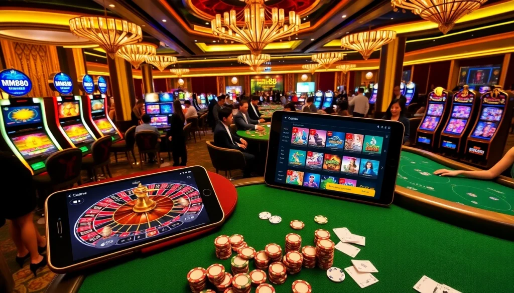 Players enjoying thrilling games at MM88 casino with vibrant table designs and dynamic gameplay.