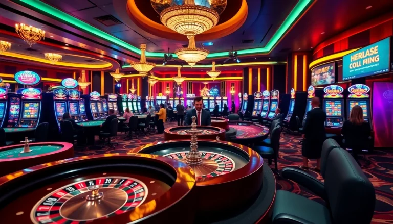 Players engaging with thrilling games at nohu90's vibrant casino floor.