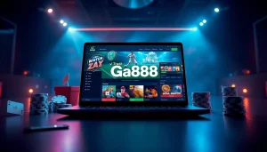 Ga888 online betting platform interface with vibrant visuals and a professional gaming atmosphere.