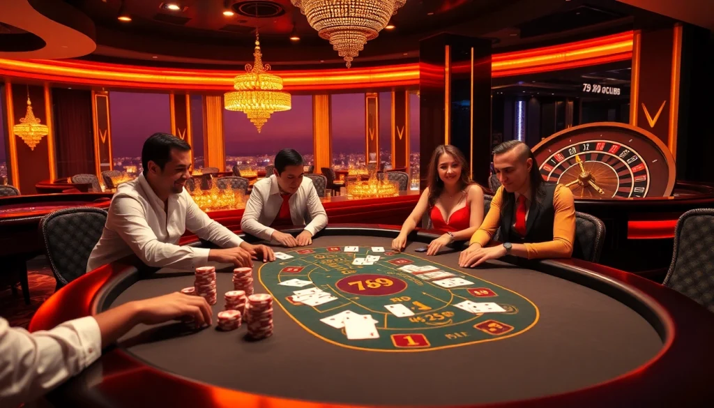 Players enjoy an immersive gaming experience at 789club with poker chips and cards.