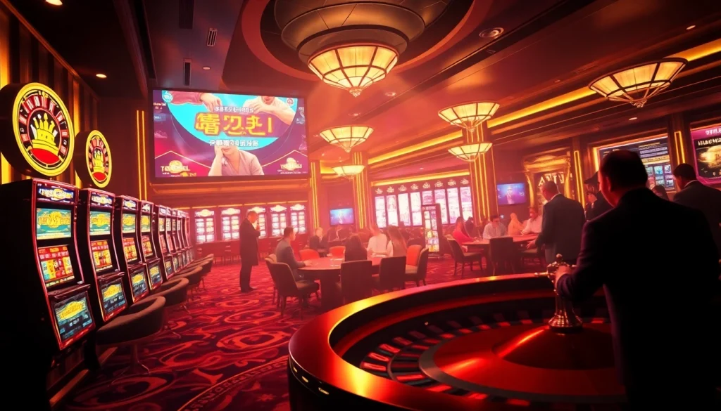 Engaging scene depicting Tool xổ số siêu tốc amidst a luxurious casino atmosphere.