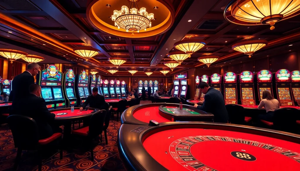 Experience the excitement of FIVE88 with vibrant casino tables and engaging slot machines.