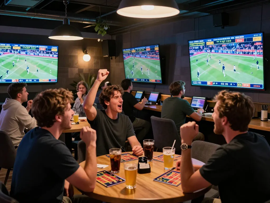 People celebrating victory while placing bets at LU88VIP sports betting lounge