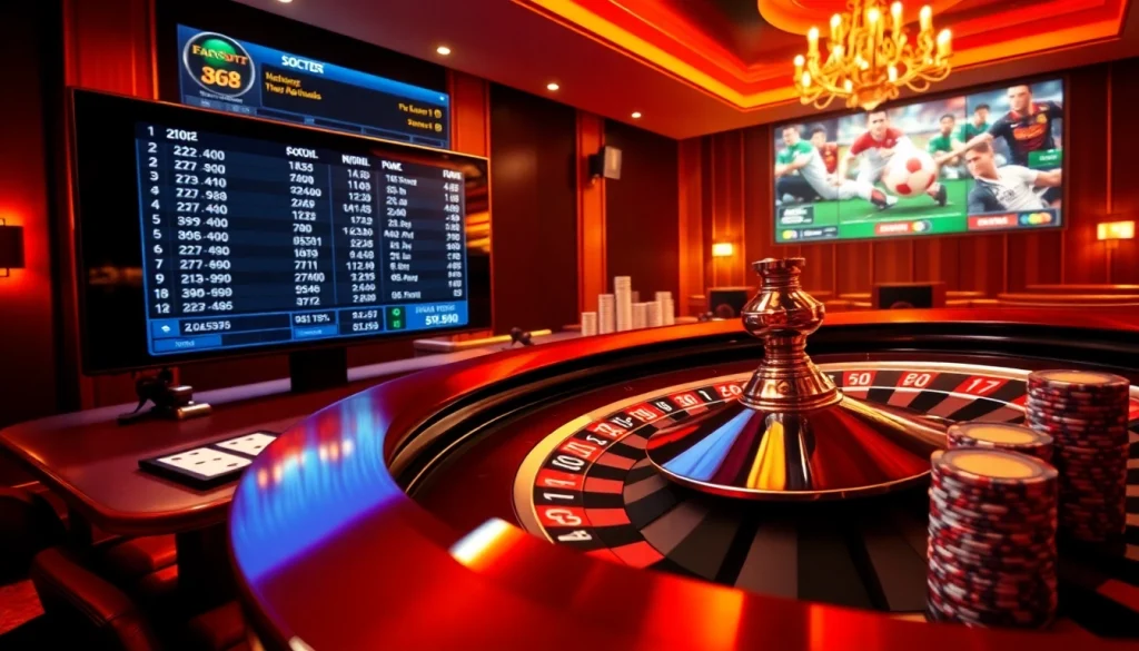Experience thrilling action at Trang chủ sin88 with vibrant casino elements featuring roulette and poker.