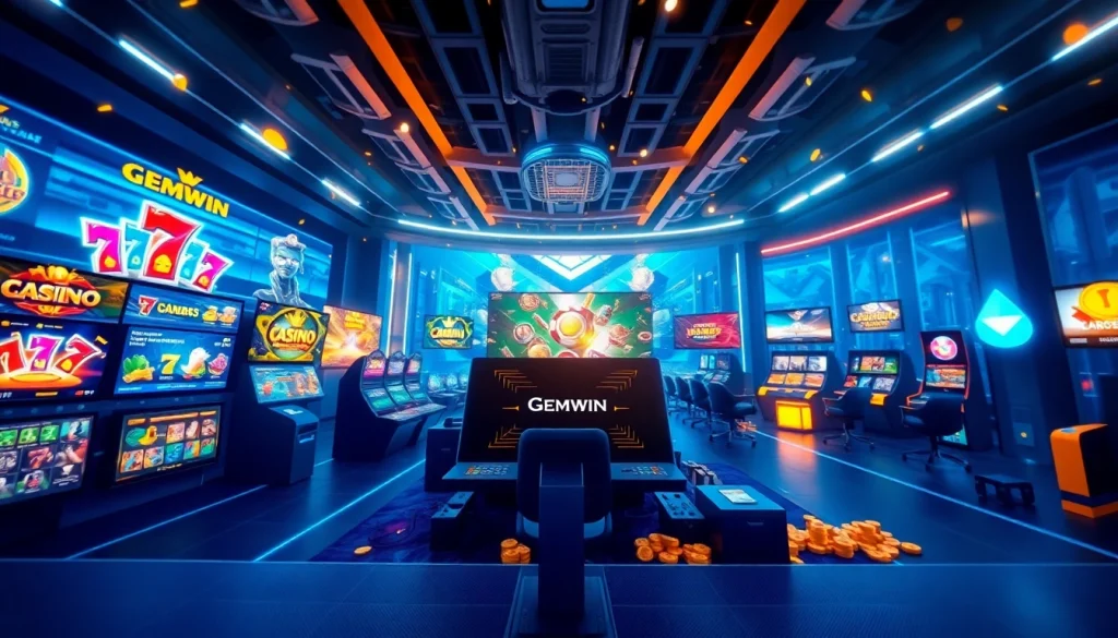 Experience the thrill of gem win with vibrant online gaming scenes showcasing diverse games and user-friendly interfaces.