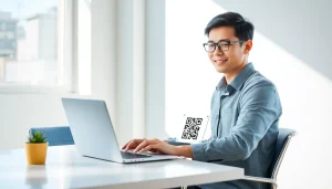 Efficient use of WhatsApp网页版 on a laptop, showcasing QR code scanning.