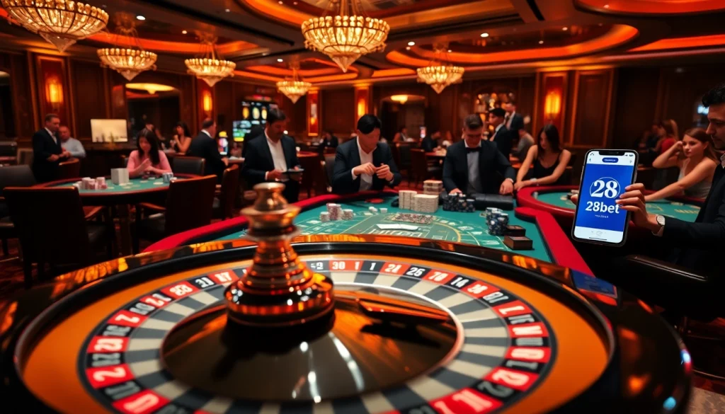 Players enjoying a luxurious casino experience featuring 28bet's exciting gambling interface.