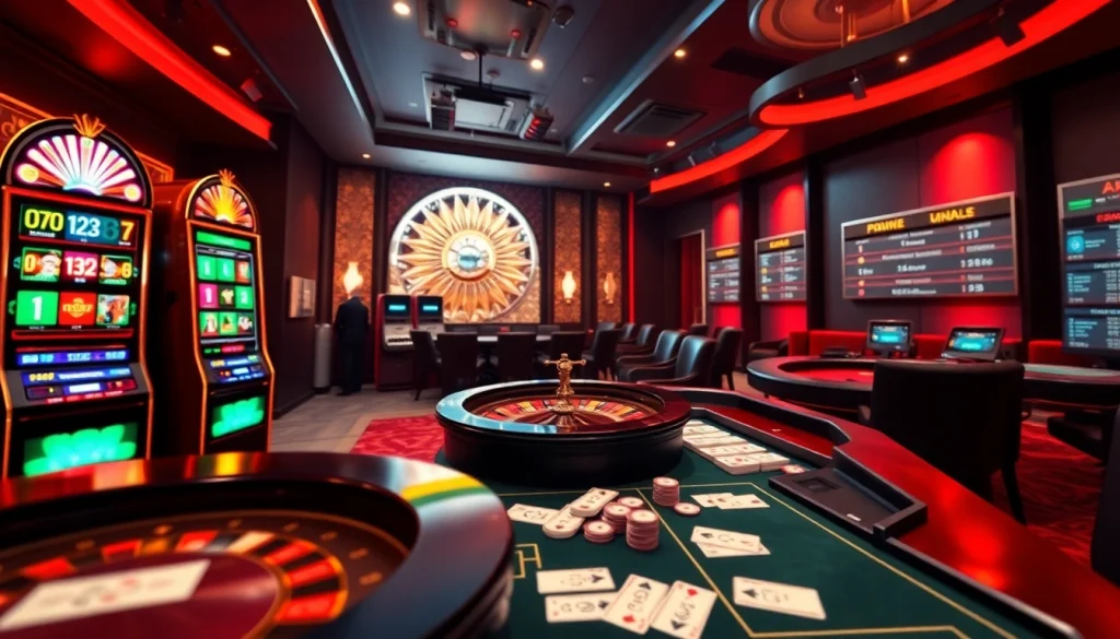 Experience the excitement of online gambling at https://68vip.red/ with colorful slot machines and vibrant casino elements.