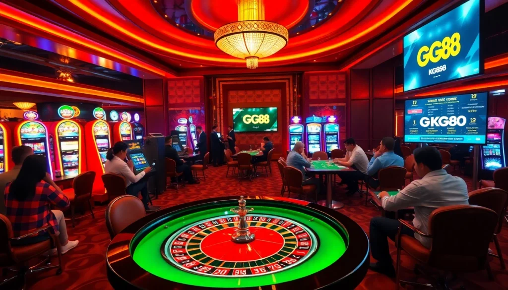 Experience thrilling gameplay at KG88's roulette table in a vibrant casino setting.