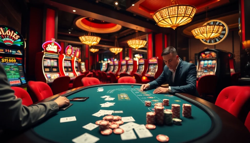 Experience the excitement of tập đoàn kjc at a luxurious casino with poker and slot games.