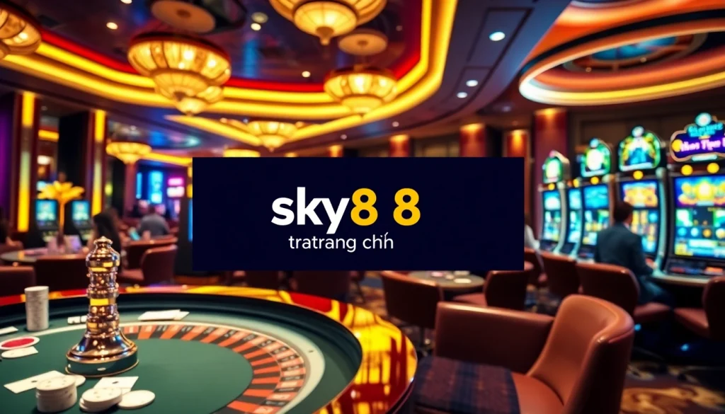 Engaging scene showcasing the excitement of sky88 trang chủ at a modern casino.