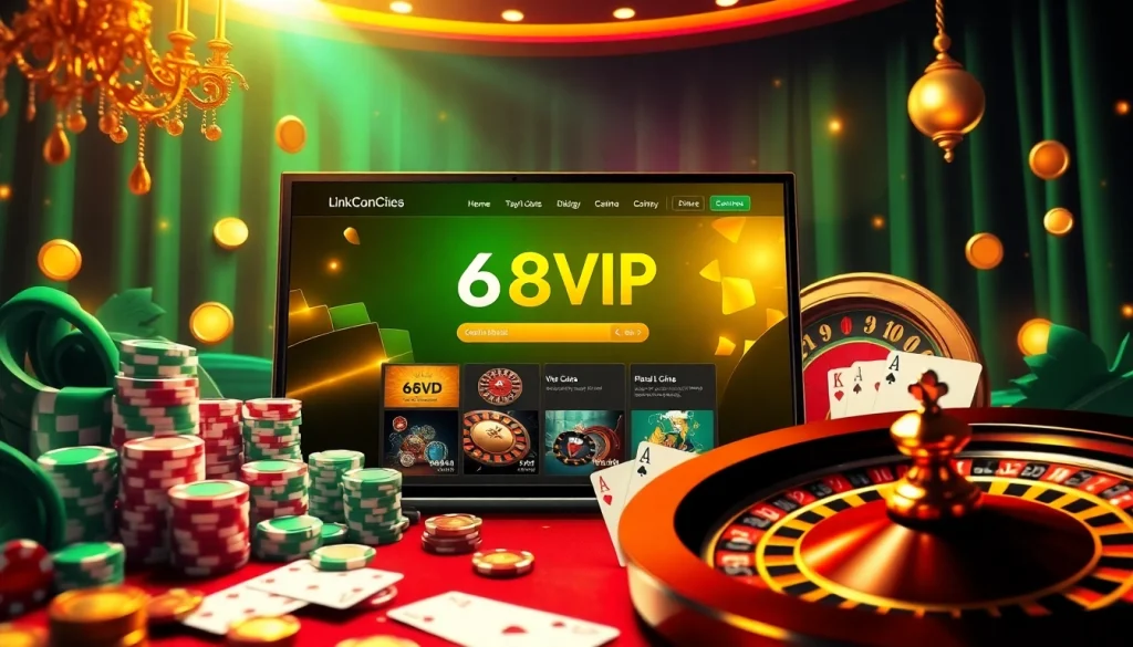 Engaging users with the Link Vào Nhà Cái 68VIP online casino experience, featuring vibrant gaming elements.