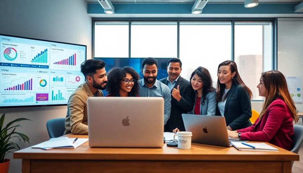 Colaboración del equipo de marketing digital en la agencia de marketing digital con análisis y estrategias de campaña.