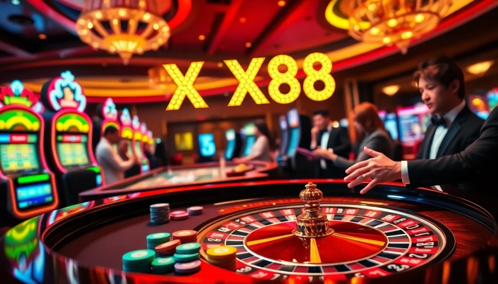 Experience the excitement of winning at XX88 roulette with a vibrant casino atmosphere.