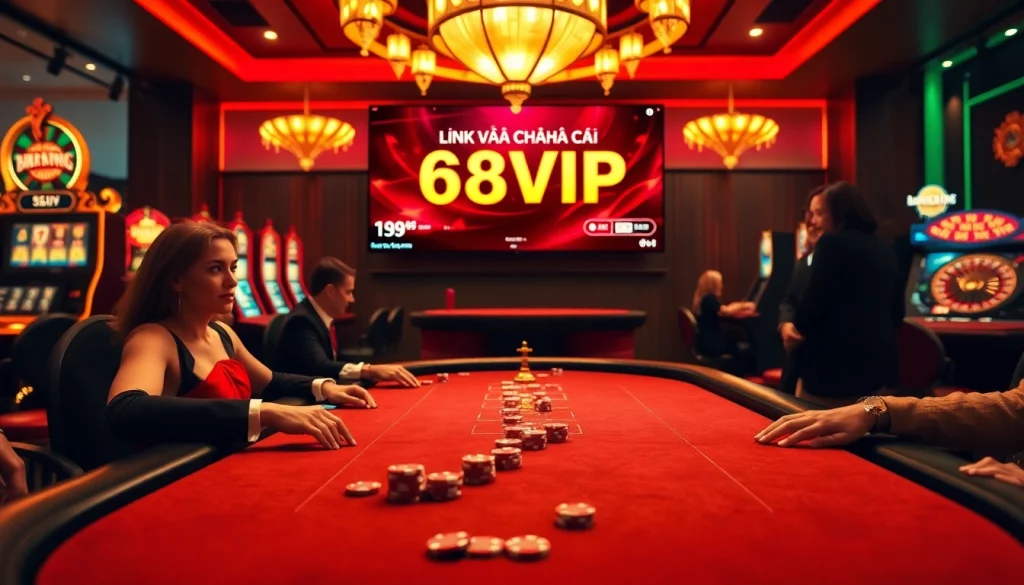 Experience thrilling gameplay at the casino with Link Vào Nhà Cái 68VIP and vibrant gaming tables.