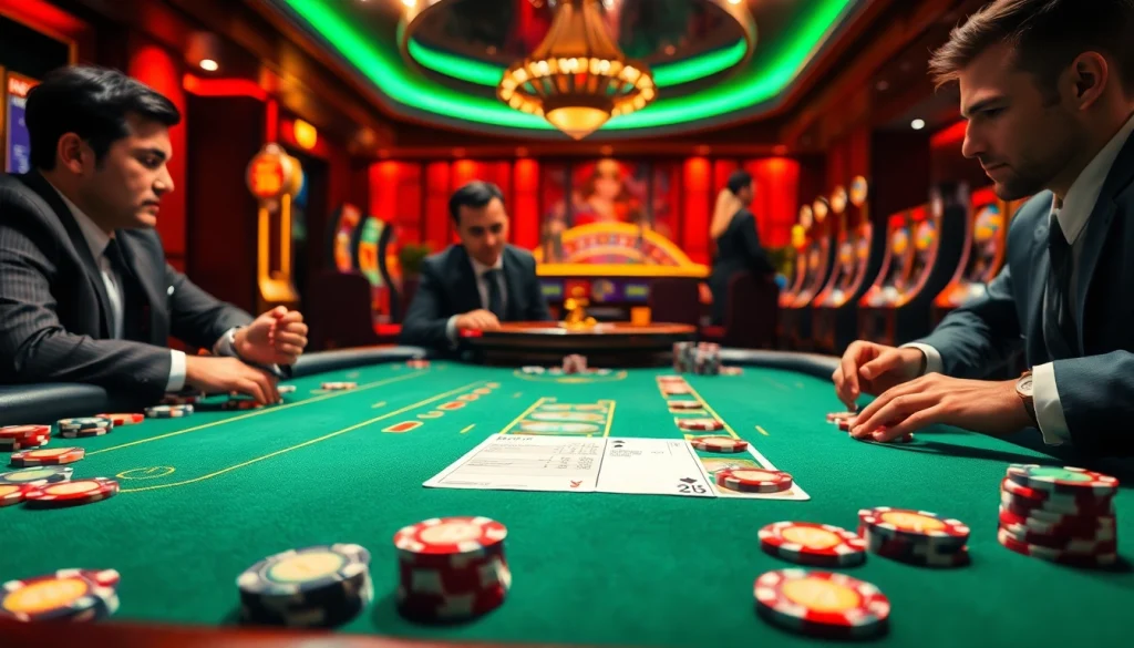 Experience the thrill of 789f with vibrant casino games, poker chips, and players at an elegant table.