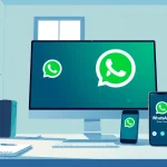 Professional workspace showcasing WhatsApp网页版 on a computer, emphasizing seamless communication.