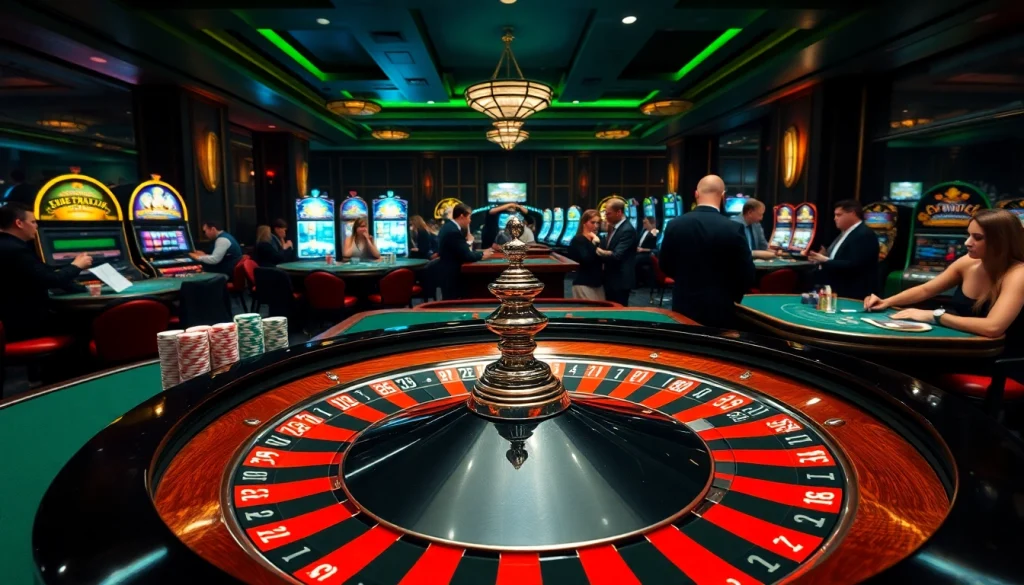 Experience the thrill of winning at 33win with an elegant casino setup featuring a roulette table.