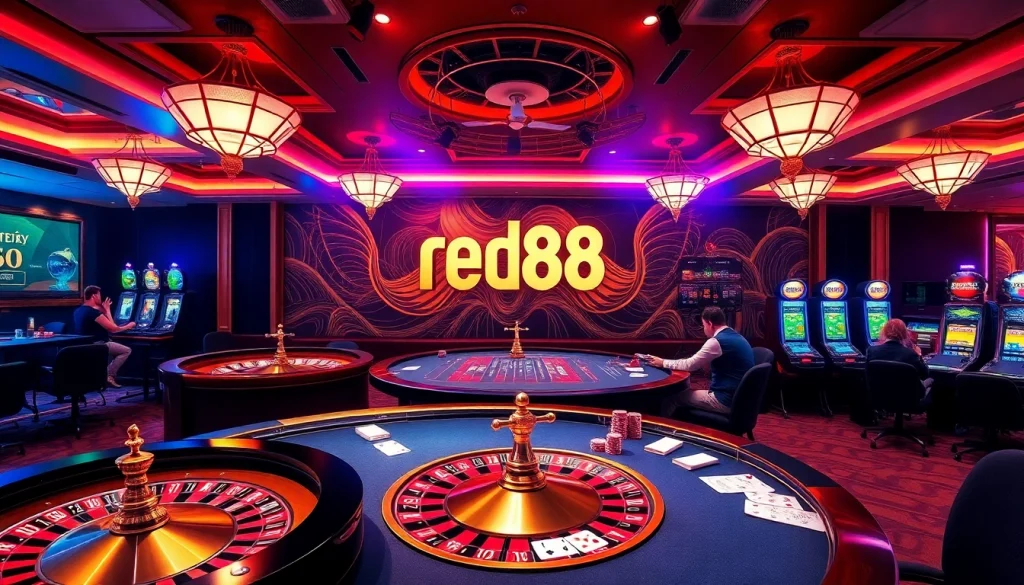 Engaging players at red88 trang chủ casino tables showcasing sophisticated gambling atmosphere.