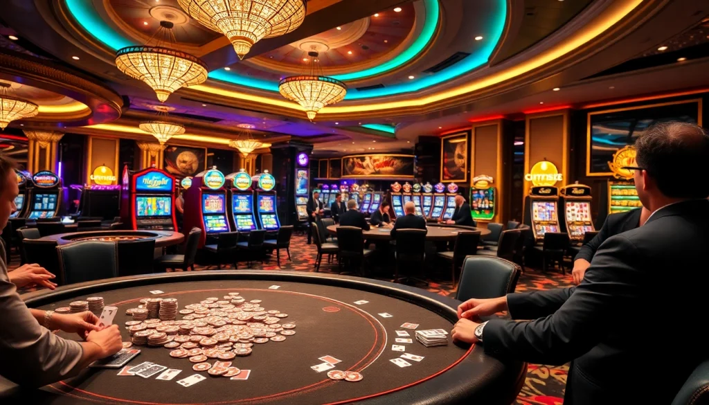 HT368 offers a thrilling casino atmosphere with vibrant tables and engaging players trying their luck.